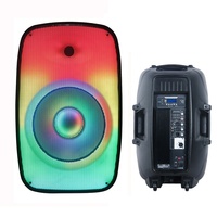 Sistema de Altavoces PA Profesional de 500W con Woofer de 15 Pulgadas, Conjuntos de Karaoke, BT-TWS-Mic--FM-ECHO-EQ+Luz de Llama, Bocina Parlante