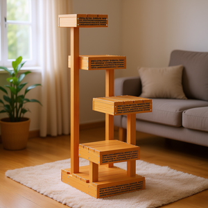 Grand arbre à chat en pin massif à 4 niveaux, meuble griffoir durable pour chat d'intérieur - Product Image 2