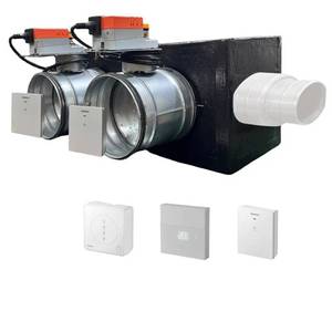 Unité de contrôle motorisée Wi-Fi 2 zones pour plénum canalisé avec interface de commande de volets, connexion latérale VMC, solution flexible complète pour système CVC - Product Image 1