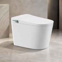 Siège de toilette intelligent avec télécommande, ouverture automatique du couvercle, siège chauffant, lavage à l'eau chaude, séchage à l'air, double chasse d'eau, design moderne