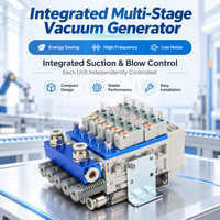 Generator Vakum Terintegrasi dengan Kelompok Katup Solenoid Pengalih Hisap-Tiup untuk Otomatisasi Pengambilan dan Penempatan Robot