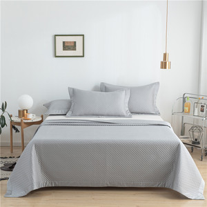 Parure de draps en coton pur à longues fibres double face 140 fils, 3 pièces, matelassée, couleur unie, pour lit de 1,8 m, utilisable quatre saisons - Product Image 2
