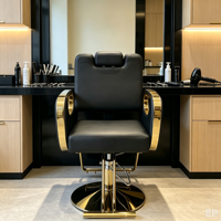 Fauteuil de Barbier Contemporain de Luxe avec Siège en Métal, Pompe Hydraulique, Cadre en Fer, Portable, Mobilier Commercial pour Salon