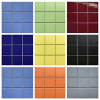 97 mosaïques de piscine en céramique multicolores (rouge, orange, jaune, vert, rose et gris) pour salle de bain, douche et mur de balcon