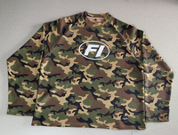 T-shirt à manches longues en tricot gaufré camouflage pour homme, col ras du cou raglan, streetwear, haut thermique camouflage, t-shirt à manches longues avec logo personnalisé