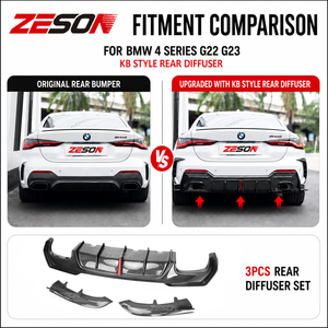 Difusor Trasero de 3 Piezas Estilo KB de Fibra de Carbono Seca con LED para <span class=keywords><strong>BMW</strong></span> Serie 4 G22 G23 430i M440i Coupé Convertible <span class=keywords><strong>2020</strong></span>+ - Product Image 5