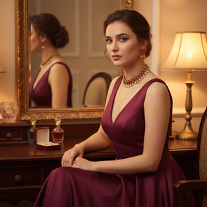 Ensemble de collier ras du cou en pierre de Pota rose plaqué or bijoux fins SFNECK162 - Product Image 3