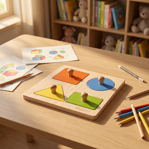 Makou Wooden <b>Shape</b> <b>Sorter</b> <b>Toy</b> With Colorful Geometric Pieces For Toddlers Eco-Friendly Educational Plaything - Product Image 1