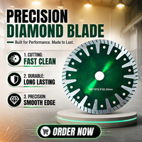 Disque de coupe et de meulage abrasif diamanté segmenté en T, pressé à chaud, à dents turbo de protection, 7 pouces, pour carrelage et granit