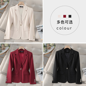 Women's Blazer Slim Fit Solid Color Polyester No-Wrinkle Treatment Casual Autumn Wear - Product Image 1