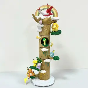 Venda quente Pokemoned PVC coto de árvore 8 pcs bolso monstro figuras ir floresta coto figura brinquedo presente popular anime caixa cega