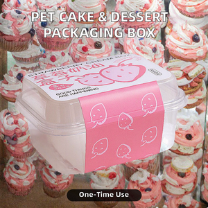 Boîtes d'emballage rectangulaires en plastique PET jetables de qualité alimentaire pour gâteaux à la crème aux fraises, tiramisu, desserts, bento, lavables - Product Image 5