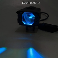 Phare antibrouillard à LED bicolore pour moto Feu de conduite à LED bicolore pour moto avec œil de diable rouge/bleu
