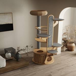 कस्टम डिजाइन रबर लकड़ी सिसल स्क्रैचिंग ढेर इनडोर बिल्लियों के लिए बिल्ली चढ़ाई फ्रेम - Product Image 2