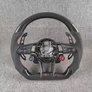 Volante Deportivo de Fibra de Carbono y Cuero con Forma de D, Diámetro Estándar, para <span class=keywords><strong>Audi</strong></span> R8, TT <span class=keywords><strong>Mk2</strong></span>/Mk3, B8, RS, <span class=keywords><strong>TTS</strong></span>, TTRS, RS3-7, A3-A8, Q3-Q7 - Product Image 1