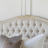 Lit double en bois massif sculpté de style français vintage, lit king size princesse en chêne massif américain, meubles de chambre à coucher