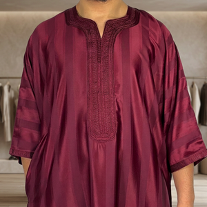 Abaya marocaine brodée à la main en polyester infroissable pour hommes, tenue de prière traditionnelle arabe islamique, vêtements musulmans - Product Image 3