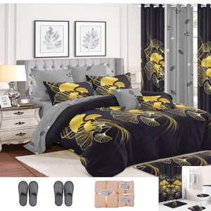 Juego de Ropa de Cama Acolchada con Estampado Azul OEM/ODM, Cubrecama de Microfibra de 24 Piezas con Cortinas, Juego de Ropa de Cama de Poliéster Sabans - Product Image 4