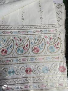 Meilleure qualité de luxe Malai Satin broderie soie/coton tissu pour vêtements traditionnels Salwar costumes mariage Collections de mariée - Product Image 2