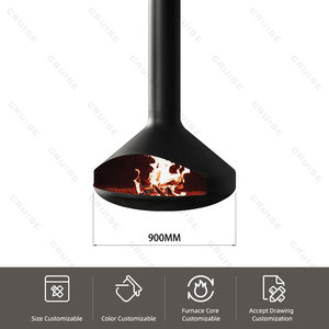 CRUISE Résistant à la Chaleur Véritable Poêle Résistant aux Flammes <span class=keywords><strong>Chambre</strong></span> Cheminée Autoportante Intérieur 900mm Cheminée à Gaz Suspendue à Bois - Product Image 4
