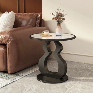Mesa de centro móvil de estilo italiano de lujo ligero con losa de cuarzo, mesita de noche minimalista moderna, gabinete lateral creativo de alta gama - Product Image 2