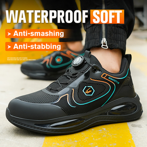 Custom OEM Men's Safety Protect Labor Shoes Rotating Button Light <b>Waterproof</b> Anti-smash Soft Climbing Sports Footwear <b>Sneaker</b> - Product Image 3