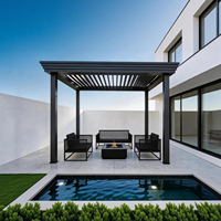 Pergola à lames orientables en aluminium avec toit réglable et gouttière de style européen, gazebo extérieur robuste pour patio et jardin