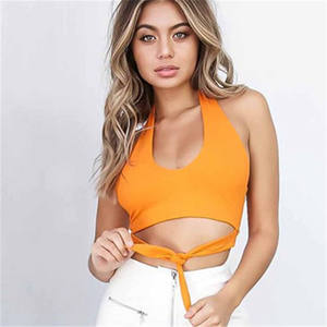 <b>Sexy</b> Women Breathable Casual Short Crop Top Solid Bandage Embroidery Spaghetti Strap Elastic Shirt Summer Vest <b>Camisole</b> - Product Image 1