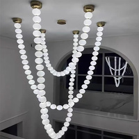 Lustre créatif en perles de luxe non standard pour salon, hôtel, duplex, villa, lampe suspendue à LED