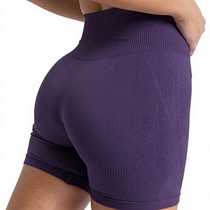 Conjunto de yoga morado de 2 piezas, top corto sin costuras, pantalones cortos de cintura alta, ropa deportiva para mujer, conjunto de entrenamiento - Product Image 6