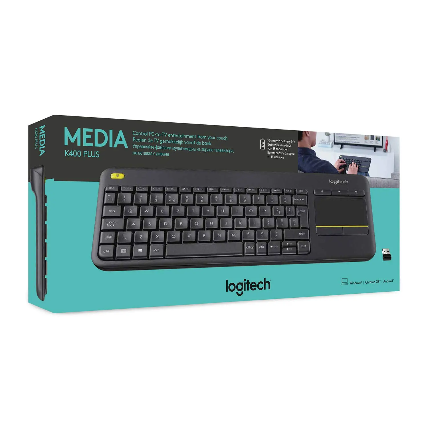 Logitech kablosuz dokunmatik klavye K400 artı dahili multi-touch Touchpad