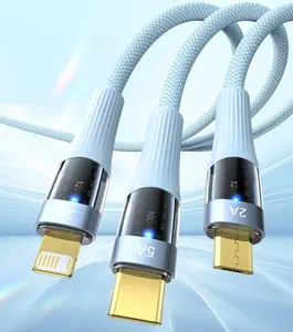 Benutzer definierte 100W 1,2 M Daten Super Quick Charge Cell Zubehör Nylon Braid Micro 3 in 1 Multi USB Schnell ladung 5A Typ C Kabel
