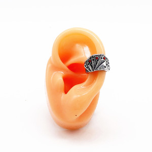 yunnique Tibetan Silver <b>Playing</b> <b>Card</b> Stud Earrings With Rhinestones Party Jewelry For Men Women - Product Image 4