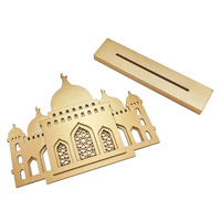 Ornement Islamique, Cadeaux du Ramadan, Eid Mubarak, Petite Décoration de Table en Bois Doré Durable en Forme de Mosquée