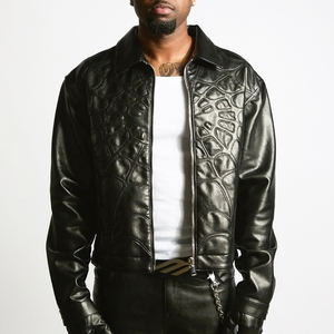 कस्टम पुरुषों के वाटरप्रूफ मोटरसाइकिल जैकेट काले गाय की त्वचा चेनेल पैच कढ़ाई स्मार्ट आकस्मिक वेस्टी नोयर - Product Image 1