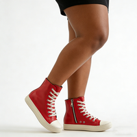Chaussures décontractées personnalisées avec logo sérigraphié, baskets de luxe montantes à lacets pour femme, bottes plates streetwear à fermeture éclair