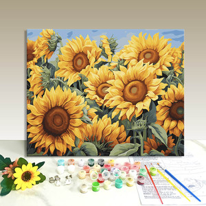 Digital Oil Painting Kit sunflower Handmade DIY Coloring Children's Acrylic Paint by Number Kits for Adults Beginners - Product Image 1