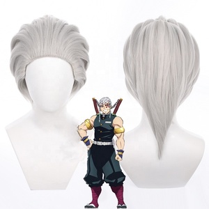 Mayorista Demon Slayer <span class=keywords><strong>Cosplay</strong></span> 35cm Corto Plata <span class=keywords><strong>Uzui</strong></span> Tengen Peluca Sintética Anime Resistente Al Calor <span class=keywords><strong>Cosplay</strong></span> Cola de Caballo Peluca - Product Image 1