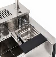 Stasiun Bar Mobile Komersial, Meja Bar Modular dengan Icewell, Meja Koktail Mobile Outdoor, Meja Bar Kafe dari Stainless Steel