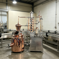 Équipement de distillation industriel 200L en SUS316, machine à whisky et alcool en cuivre rouge, chauffage électrique à vapeur, nettoyage CIP