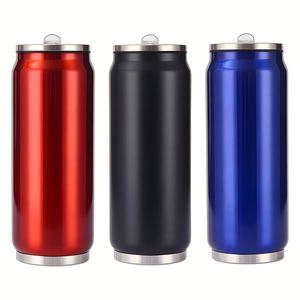 Vaso Ecológico de Acero Inoxidable de Doble Pared con Aislamiento al Vacío, Forma de Cola, con Tapa, Diseño Clásico para Agua - Product Image 1