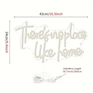 Señal de neón <span class=keywords><strong>LED</strong></span> "There's No Place Home" alimentada por USB, luz nocturna <span class=keywords><strong>Multicolor</strong></span> vibrante, decoración de pared, dormitorio, sala de estar, fiesta de boda, 5V - Product Image 3
