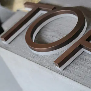 Panneau de lettres électroniques Led rétro-éclairé or Bronze, 30 pièces, lettres électroniques 3D, décoration d'intérieur et extérieure