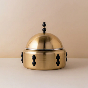 Luxury Gold Chafing dish Casserole dish with Dome Lid White Geometric Knobs Insulated Designer Food Serving Dish <b>Pot</b> - Product Image 1
