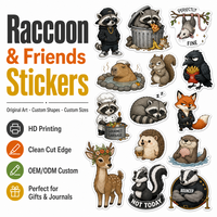 Autocollants en vinyle découpés sur mesure avec logo holographique pour la collection Aventure Raccoon Outdoorsy de l'entreprise, autocollants adhésifs