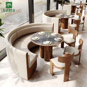 Custom Modern Hotel Restaurant Sofa Wooden <strong>Coffee</strong> Shop <strong>Table</strong> <strong>Chairs</strong> Set Half Circle Booth Durable Eco-Friendly - Product Image 3