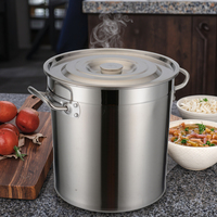 Marmite à soupe en acier inoxydable de 20L avec design classique marmite à ébullition en métal moderne avec couvercle pour cuisinière à induction et cuisinière à gaz