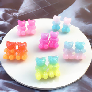 New High Quality New Design Girls Cute Jelly <b>Bear</b> Jewelry Accessories Ombre Sweet <b>Gummy</b> <b>Bear</b> Stud Earrings for Kids Women Party - Product Image 3