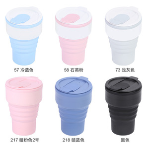 Taza de café de silicona, taza de viaje plegable, botella de agua portátil para uso en exteriores y oficina, diseño de Color sólido - Product Image 5