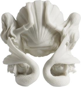 Statue de sirène nue en marbre blanc de Chine sculptée à la main pour la décoration de jardin extérieur - Product Image 4